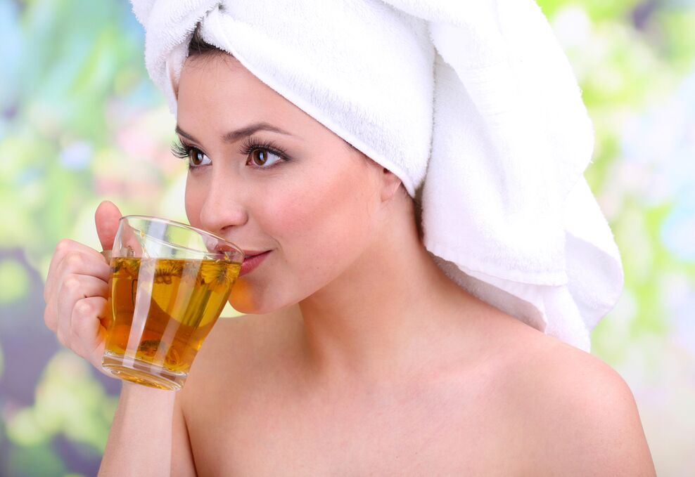 girl drinking skin rejuvenation tea